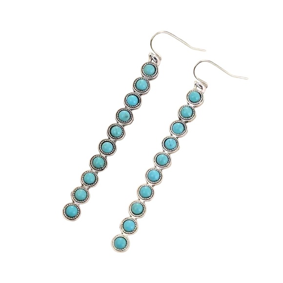 Turquoise Tassel Style Drop Earrings - Picture 4 of 5